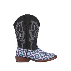 Roper Girls Glitter Diamonds Square Toe Cowboy Casual Mid Calf Boots